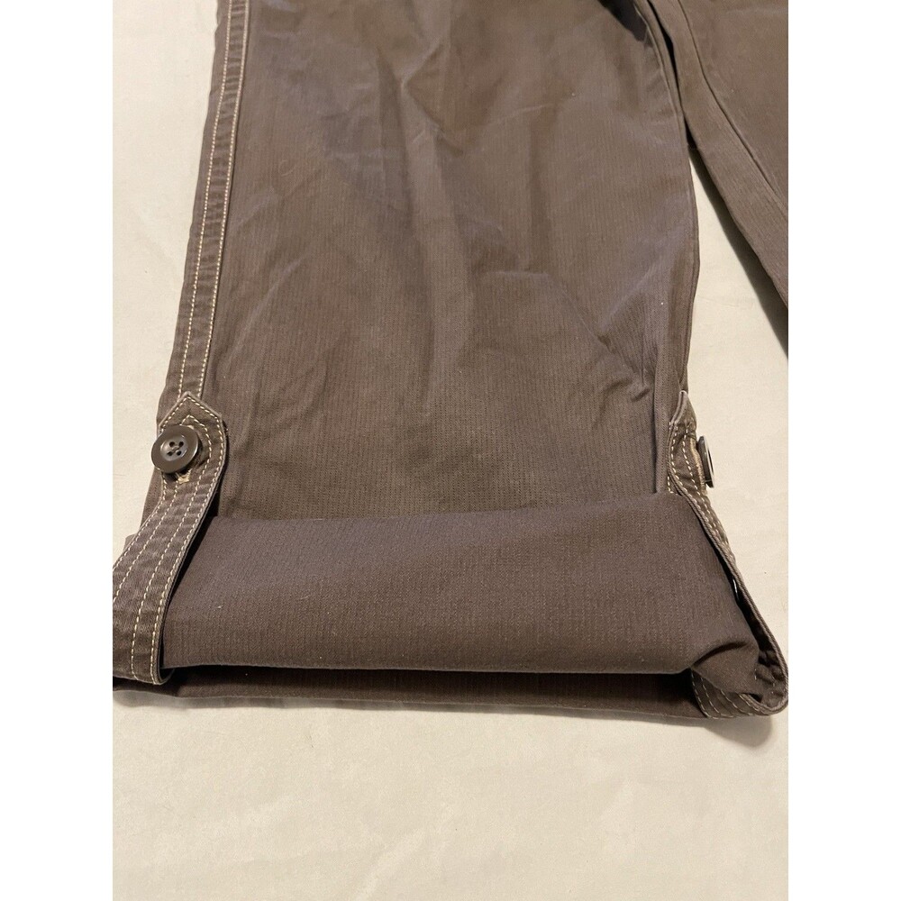 Eddie Bauer Roll Up Utility Cargo Pants Brown Contrast Stitch Y2K Gorpcore Sz 8 - Picture 7 of 16